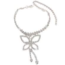Accesorio de moda para mujer, tobillera con diseño de mariposa y diamantes, personalizada con cadena de tobillo con borlas de piedras del Rin para vacaciones en la playa