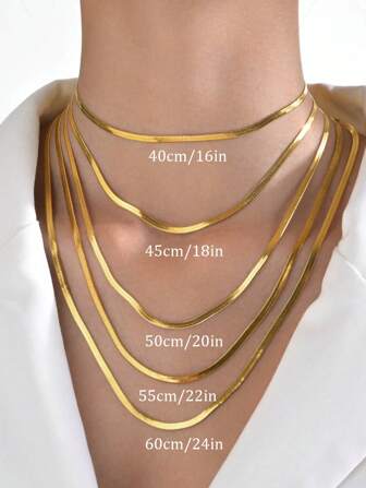 FOREVER QUEEN 925 Sterling Silver Flat Snake Blade Plain Chain Necklace Adjustable Herringbone Chain Necklace, Snake Chain Necklace, Choker Necklace, Gift For Her, Christmas Gold Chain Gifts