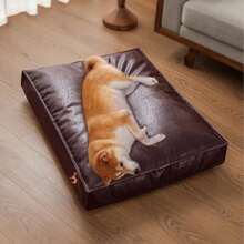 1pc Pet Dog Leather Mattress Pad, Polycotton Filled, No Assembly Required, Suitable For Various Dog Breeds, Durable & Easy To Clean, Fit For Cats And Dogs, Suitable For All Seasons