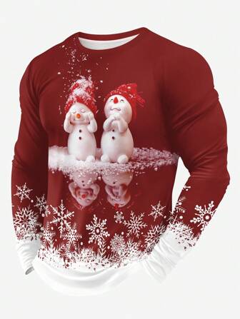 Men's Christmas Print Long Sleeve T-Shirt - The Best Gift For Friends, Husband, Family