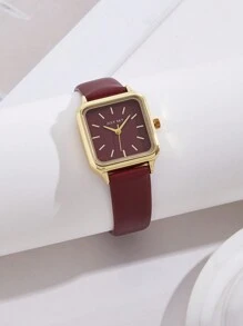 JULYSKY 1 pieza Reloj de mujer Ancora Rojo, Estilo Clásico Simplificado, Dorado Rosa, Cuarzo, Regalo para la Vida Diaria y Vacaciones
