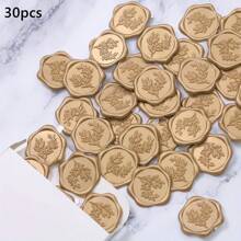 10/30pcs Eucalyptus Leafs Wax Seal Stickers Self-Adhesive Wedding Invitation Envelope Seal Golden Stickers For Decorating Wedding Invitations, Christmas, Gifts - Gold - View 13