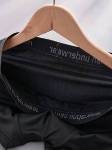 6 bóxers para hombres de color negro con banda de cintura con letras, ropa interior deportiva para hombres, shorts delgados y elásticos de unicolor, bóxers cómodos y de moda para hombres