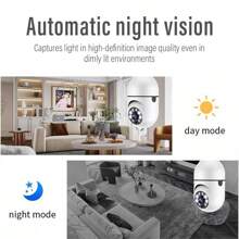 1 pièce Caméra haute définition, téléphone portable sans fil et WiFi utilisés pour la visualisation à distance d'un panorama à 360 degrés, la détection de mouvement et l'alarme, l'audio bidirectionnel et l'éclairage de vision nocturne pour assurer la surveillance complète des animaux de compagnie/familles de nourrices.
