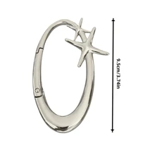 Portachiavi ovale con motivo stella chic - in lega di zinco, perfetto per borse e accessori da vita, ideale per avventure all'aperto, regalo per donne per San Valentino