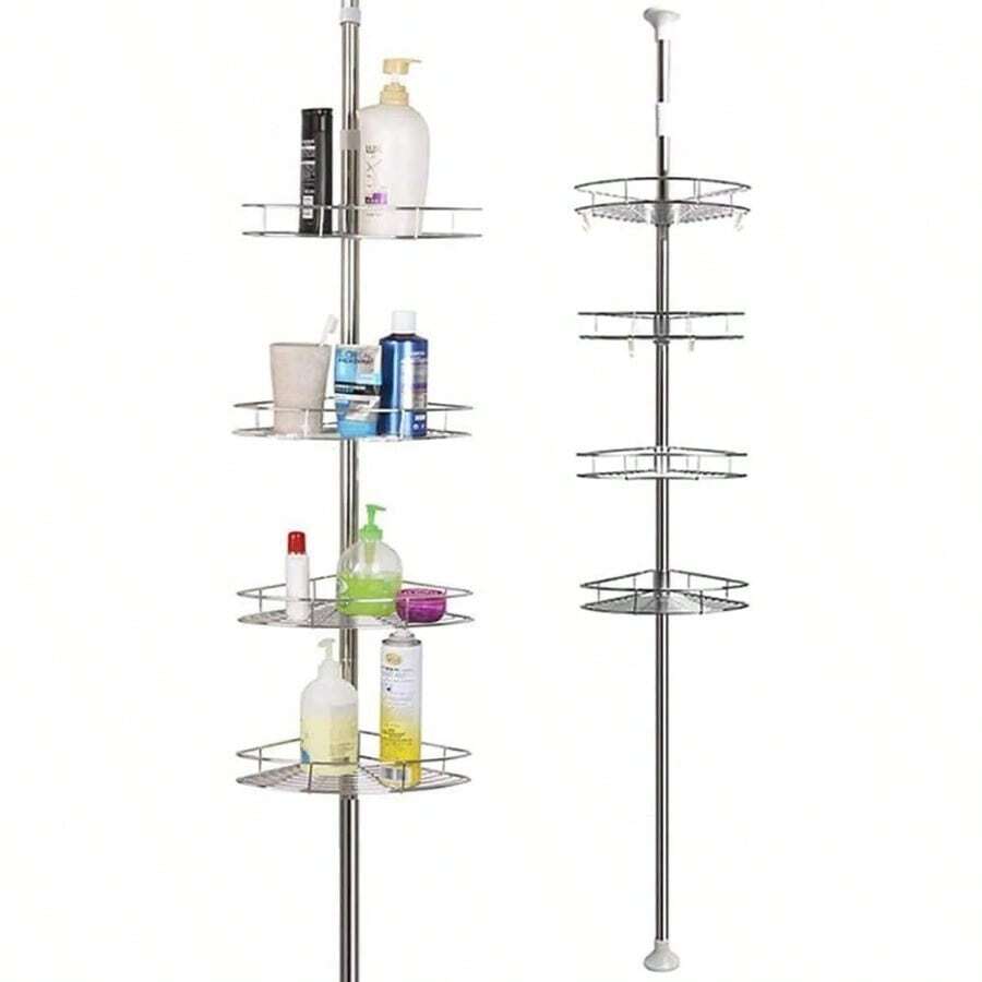 Corner Shower Caddy Telescopic 4 Tier Bathroom Corner Shelf Storage Rack Baskets