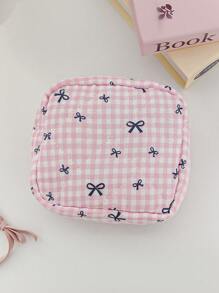 1 Pieza Bolsa de maquillaje acolchada con diseño de cereza, de gran capacidad, con cremallera, práctica y de moda, esencial para viajes y vacaciones, para almacenar artículos de higiene femenina, auriculares, cargadores, cosméticos, perfumes, productos de cuidado de la piel, y talla grande. Regalo ideal para mamá, mujeres, enfermeras, estudiantes, chicas escolares, y para decoración del hogar.