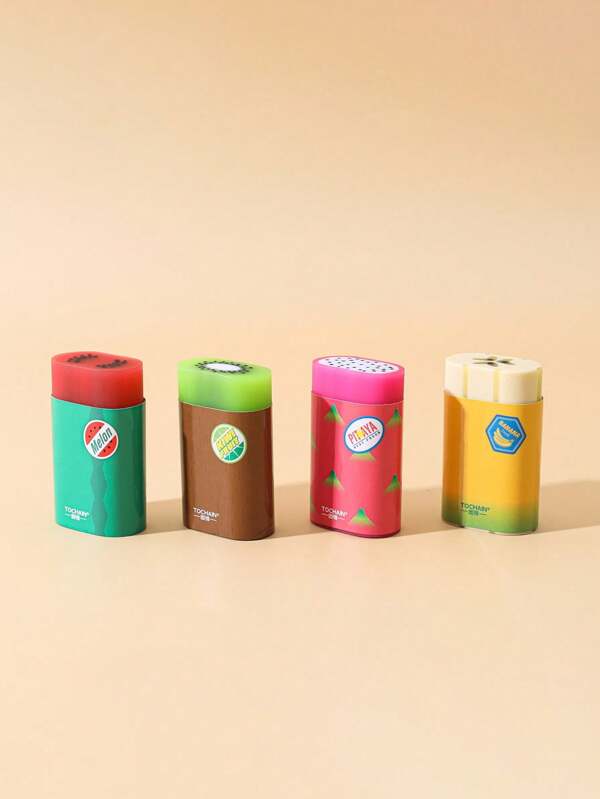 TOCHAIN 1pc/2pcs/4pcs Random Fruit Shaped Erasers, Creative Stationery Cute Design Clean Erasers, Fun Office Supplies, Cute Small Fruit Erasers, Perfect Gift For Students, Office Supplies, Graduation, Back To School, Birthdays, Back To School Season Gift, Teacher Supplies, Bible Study Supplies