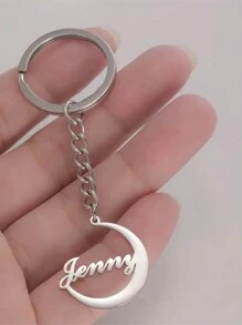 1 Llavero personalizado con la luna y el nombre, llavero de metal con nombre tallado personalizado, regalo de Ramadán, regalo de cumpleaños personalizado para familia y amigos, regalo de Navidad