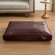 1pc Pet Dog Leather Mattress Pad, Polycotton Filled, No Assembly Required, Suitable For Various Dog Breeds, Durable & Easy To Clean, Fit For Cats And Dogs, Suitable For All Seasons