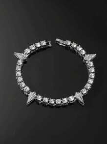 3pcs Set Fashionable Sparkling Crystal Cuban Link Chain Bracelet For Women Men, Thick Hip Hop Ice Chain Jewelry, Ideal For Valentine's Day, Holiday Party Gifts