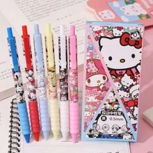 Sanrio 6 Packs Sanrio Full Set Of Neutral Ballpoint Pens Student Multi-Function Button Journal Pen 0.5 Mm Kawaii Style Needle And Line Gel Pen - Stationery Pink, Learning Toys, Multiple Appearance Pens,Back To School