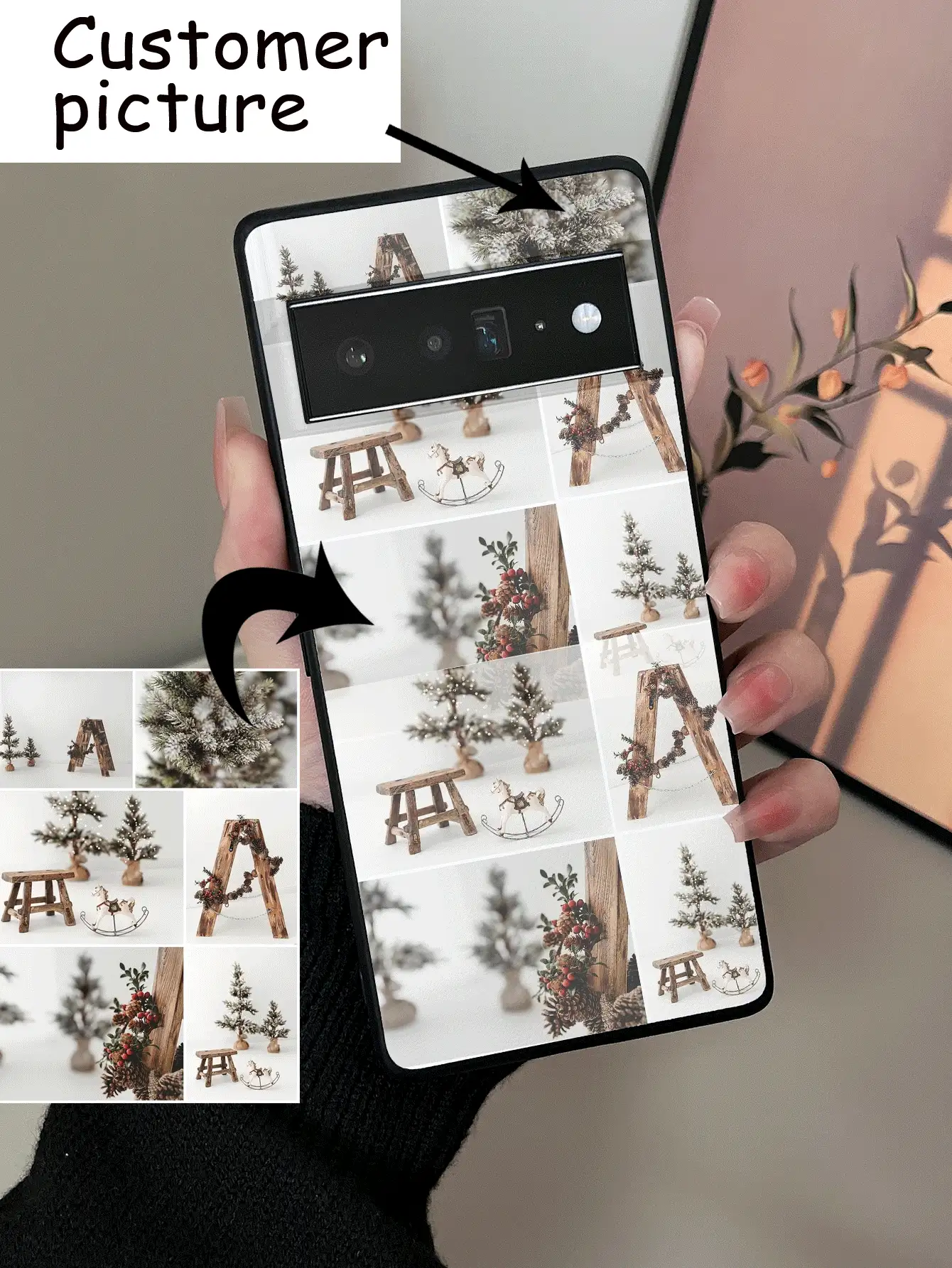 1pc Acrylic Phone Case With White Faux Leather Texture, Customizable Painted Phone Cover Compatible With Apple IPhone/ Pixel 7/8/6 Pro - Multicolor - View 2