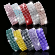 1 Yard 6 Rows Of Crystal Rhinestone Strips - Self-Adhesive, Sparkling Stickers, Suitable For DIY Art, Crafts, Wedding And Holiday Party Decoration, Car Phone Decoration, Clothing Accessories, Shoe And Hat Accessories, And Other Gift Creativity!