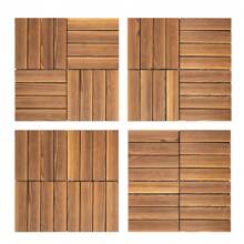 Eatssode 36 Pieces Interlocking Patio Tiles, Hardwood Deck Tiles, Wood Tiles Hardwood, Balcony Flooring, Wood Floor Tiles For Deck, Patio, Backyard, Outdoor Area, 30X30CM - 棕色 - 查看 2