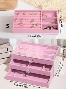 1pc Drawer Style Jewelry Storage Box With Velvet Fabric Portable Dustproof Jewelry Organizer Box For Anti-Oxidation Accessories/Pink,Gift For Valentine's Day