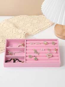 1pc Drawer Style Jewelry Storage Box With Velvet Fabric Portable Dustproof Jewelry Organizer Box For Anti-Oxidation Accessories/Pink,Gift For Valentine's Day