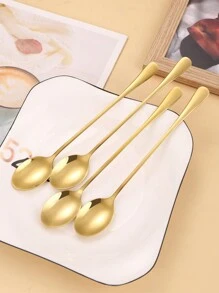 1/4 件不锈钢长柄咖啡勺、冰淇淋勺、甜点勺 日常勺子 返校 - 彩色 - 查看 10