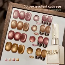 XEIJAYI 15ML 金色渐变猫眼指甲油凝胶 光疗凝胶 可卸磁性指甲油 DIY美甲 适用于沙龙和家庭 - 不含磁棒 - 彩色 - 查看 2