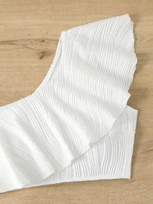 2025 新款荷叶边单肩上衣搭配高腰比基尼泳裤，性感比基尼套装，适合夏季海滩度假 - 白色 - 查看 7