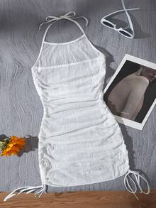 Latest Matching Sister Set Summer Beach Vacation Party Travel Essentials Sunscreen Hooded Cover Up Dress With Drawstring, Black & White, 2pcs/Set Casual - Black and White - View 3