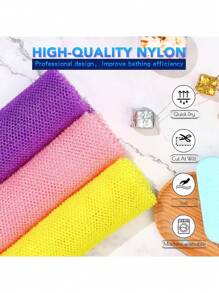 1pc African Bath Sponge - Long Mesh Body Exfoliating Sponge, Shower Scrubber For Smooth Skin (Pink, Yellow, Purple, Black) - Great Gift Idea Home Bathroom Decor Back To School