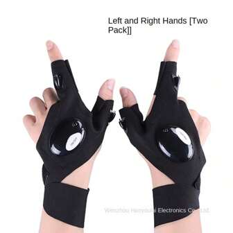 Guantes de pesca con luz LED, respirables y con iluminación exterior, lámpara de dedo brillante