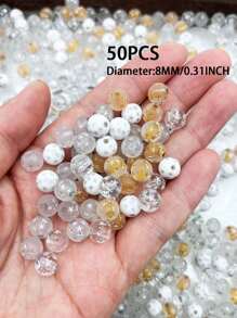 50pcs/Pack 8mm Frosted Round Beads With Starry Pattern, Ideal Material For Diy Beaded Jewelry