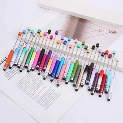 6/7/9/24/36 Pcs/Set Plastic Stylus Pen With Multifunction DIY Beads, Random Color Back To School