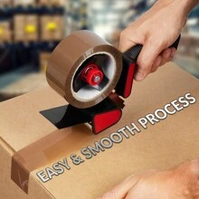 Deco Express Packaging Tape Dispenser Gun And 6 Rolls Parcel Strong Brown Fragile Clear Heavy Duty Packing Boxes Moving House Essentials - one-size - View 4