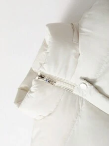 Abrigo de mujer con capucha desmontable, cuello esponjoso, acolchado y grueso, nuevo para invierno - Blanco - Ver 6