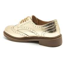 Fashionable Casual Retro Metal Flat Shoes - Gold - View 3