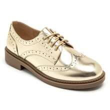 Fashionable Casual Retro Metal Flat Shoes - Gold - View 1