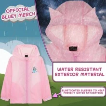 Bluey Raincoat Hood Waterproof Fleece Lined Coat Outdoor Rainwear Hooded Jacket - Pink - View 2
