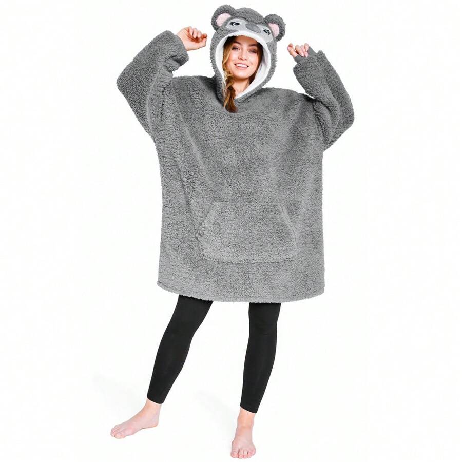 City Comfort Oversized Hoodie And Fleece With Sleeves Soft Warm Gift - Grey - View 1