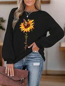 sudadera sueter flor - Negro - Ver 1