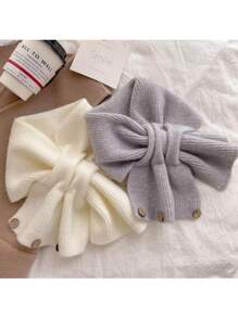 1PC Knitted Short Cross Scarf Solid Color Neck Warmer Winter Warm Fake Collar Women - Multicolor - View 11