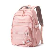 Sac a Dos Femme, Cartable Fille Collège Loisir, Sacs Filles Cartables Scolaires Etanche Nylon Sac à Dos Ordinateur 15.6 pouces Pour L'école et les Voyages - Rose