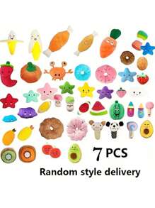 5pcs Cartoon Dog Toys, Suitable For Small Dog Breeds - , Interactive And Crinkly Pet Playset, For Pets That Love To Chew Tug Of War Pet Toys With A Bell