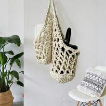1 件钩针镂空水杯架袋，简约百搭编织网袋，适合休闲、度假 - 白色 - 查看 1