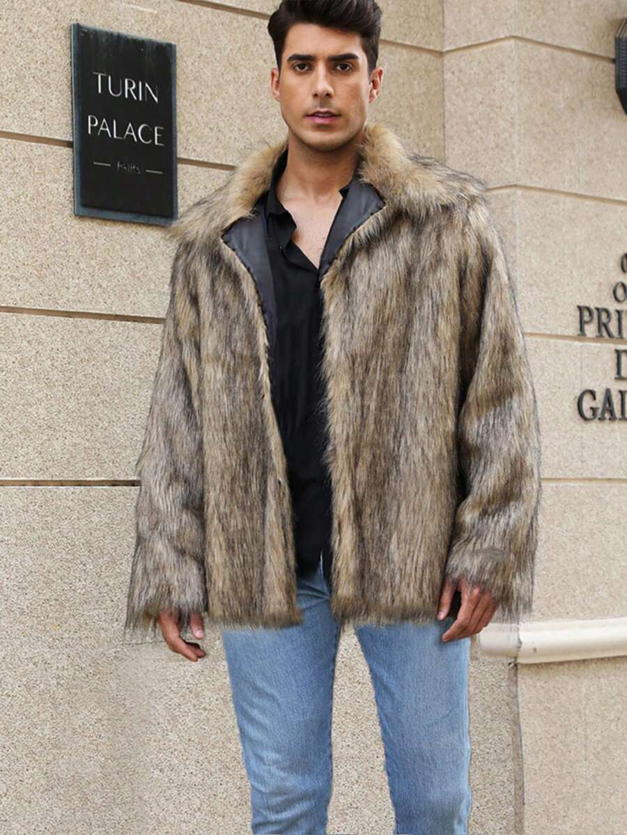 男士蓬蓬领夹克，秋季/外套 - 駝色 - 查看 1