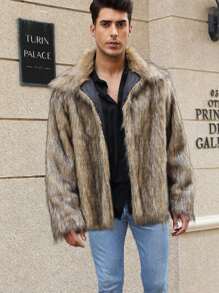 男士蓬蓬领夹克，秋季/外套 - 駝色 - 查看 7