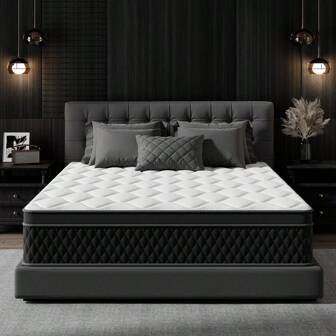 10, 12 Inch Mattress In A Box, Memory Foam Hybrid Mattress With Individually Pocketed Springs For Isolate Motion, Pressure Relief, CertiPUR-US Certified