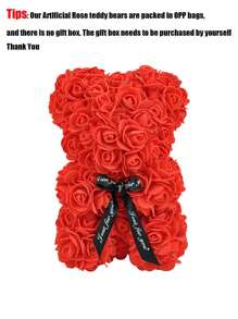 1PC Vrouwen Geschenk Kunstmatige Rozenbeer Handgemaakte Productie Bloembeer Rozen Teddybeer Schattig Romantisch Verjaardagscadeau Moederdag Valentijnsdag Kerstmis Bruiloft Feest Jubileum Cadeau (Rood / Geen Doos Weggegeven), Valentijnsdag, Geschenk