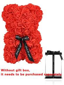 1PC Vrouwen Geschenk Kunstmatige Rozenbeer Handgemaakte Productie Bloembeer Rozen Teddybeer Schattig Romantisch Verjaardagscadeau Moederdag Valentijnsdag Kerstmis Bruiloft Feest Jubileum Cadeau (Rood / Geen Doos Weggegeven), Valentijnsdag, Geschenk