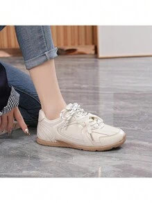 Women's New Casual Shoes, Cute Retro College Style, Lightweight & Durable For Yoga, Fitness, Sports - Beige - View 5