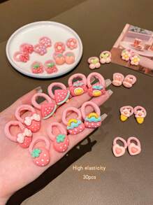 30pcs Cartoon Cute Hair Ties, Sweet Style Hair Accessories Suitable For Everyday Use - Multicolor - View 5