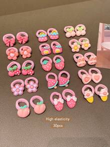 30pcs Cartoon Cute Hair Ties, Sweet Style Hair Accessories Suitable For Everyday Use - Multicolor - View 3