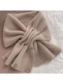 1PC Knitted Short Cross Scarf Solid Color Neck Warmer Winter Warm Fake Collar Women - Multicolor - View 4