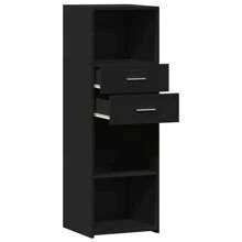 Highboard Storage Cabinet 40x42 5x124 Cm Engineered Wood Modern Design Black Finish - Black - View 6